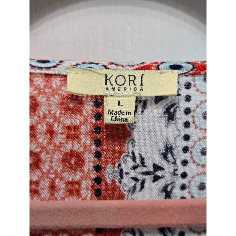 Kori America Boho Mixed Patchwork Lace Bell Sleeve V-Neck Mini Dress Large - Picture 3 of 7